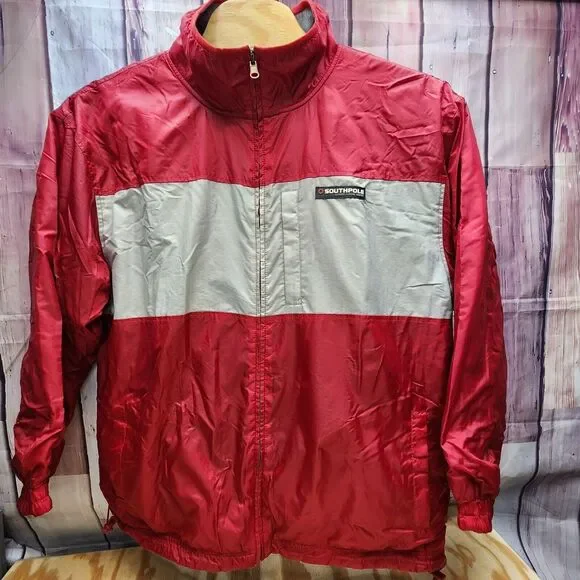 Vintage Southpole Jacket Men XL Red Gray Fleece Reversible Puffer Jacket 54x29 - Picture 4 of 11